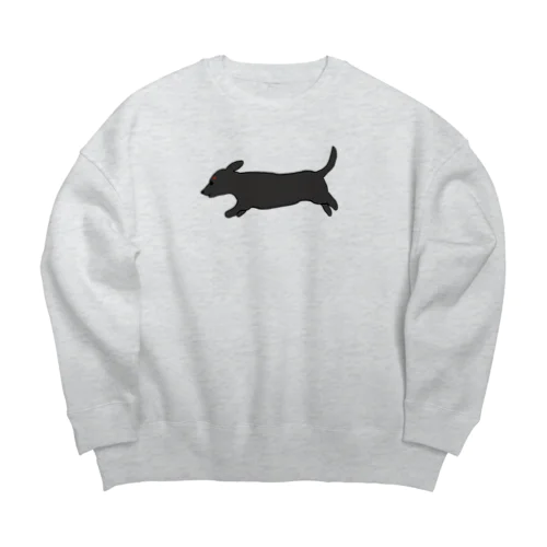 走る犬 ダックス ブラック Big Crew Neck Sweatshirt