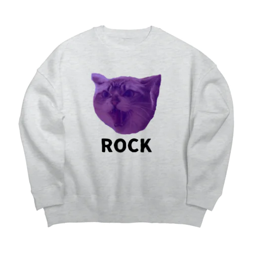 ロックなネコ Big Crew Neck Sweatshirt