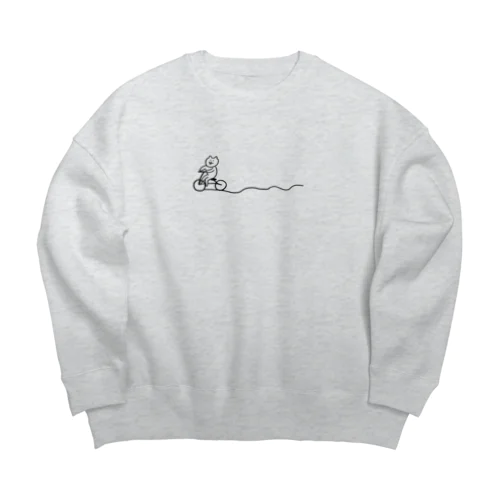 自転車ねこ（スイスイバージョン） Big Crew Neck Sweatshirt