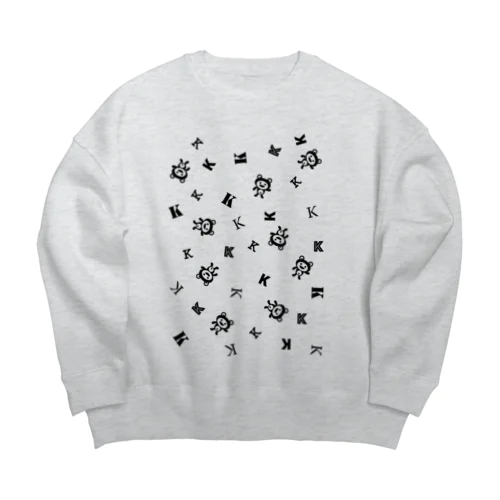 ケロっ子 パターン ブラック Big Crew Neck Sweatshirt