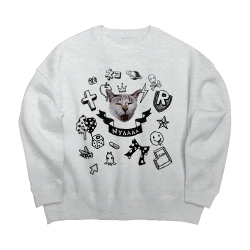 だれかんちのねこちゃん Big Crew Neck Sweatshirt