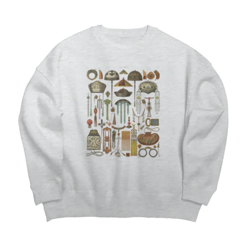 中国の装飾品＜アンティーク・イラスト＞ Big Crew Neck Sweatshirt