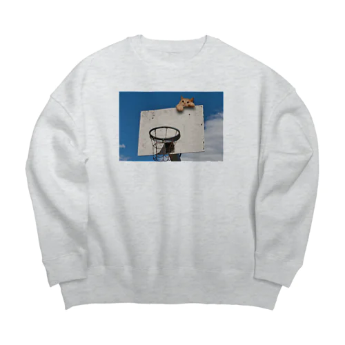 猫とバスケットゴール② Big Crew Neck Sweatshirt