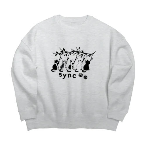 シンクロにゃんこ Big Crew Neck Sweatshirt