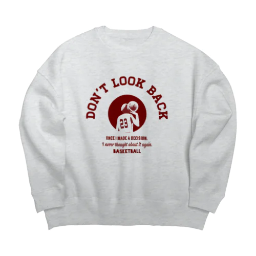 「DON'T LOOK BACK」カレッジロゴ赤系 ビッグシルエットスウェット