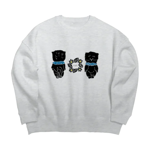 表裏ブラックキャット Big Crew Neck Sweatshirt