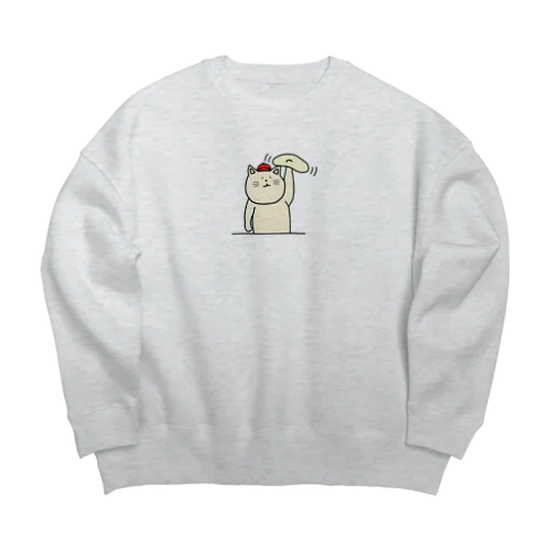 ピザ屋さんねこ Big Crew Neck Sweatshirt