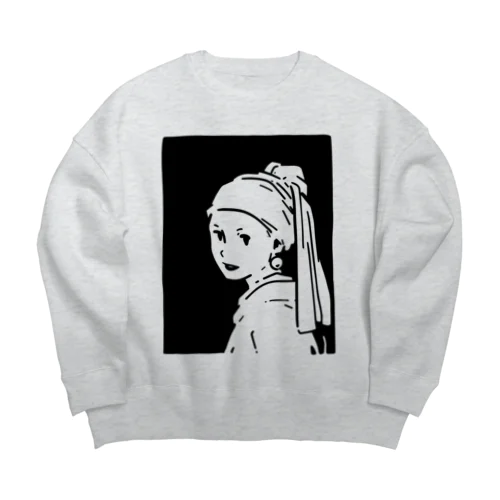 真珠の耳飾りの少女 Big Crew Neck Sweatshirt