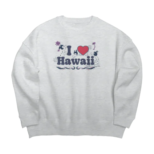 シナカル #I♡Hawaii Big Crew Neck Sweatshirt