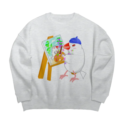 芸術の秋文鳥 Big Crew Neck Sweatshirt