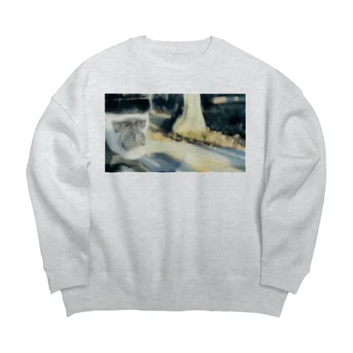 渋くて凛々しいイケメンすぎる猿 Big Crew Neck Sweatshirt