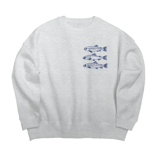 ししゅう風 かわざかな Big Crew Neck Sweatshirt