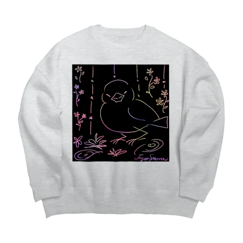 文鳥スクラッチ Big Crew Neck Sweatshirt