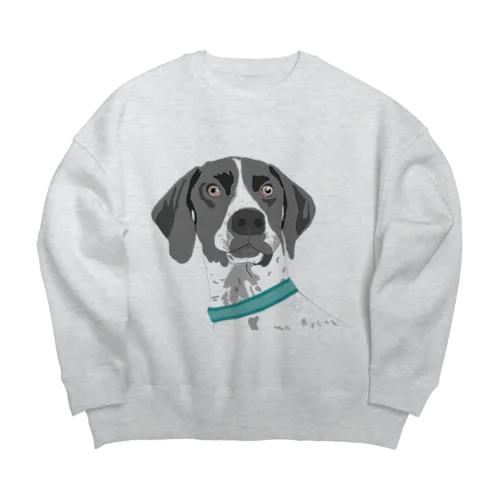 E・ポインター　斑介　犬 Big Crew Neck Sweatshirt