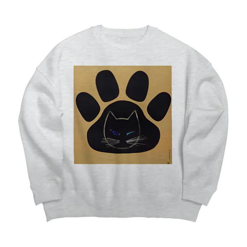 チェコ　足跡ウィンクねこ Big Crew Neck Sweatshirt