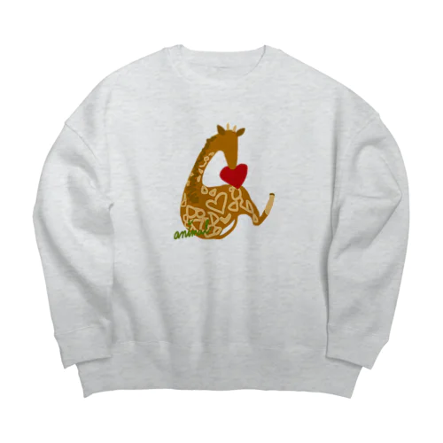 おすわりプレゼントキリン Big Crew Neck Sweatshirt