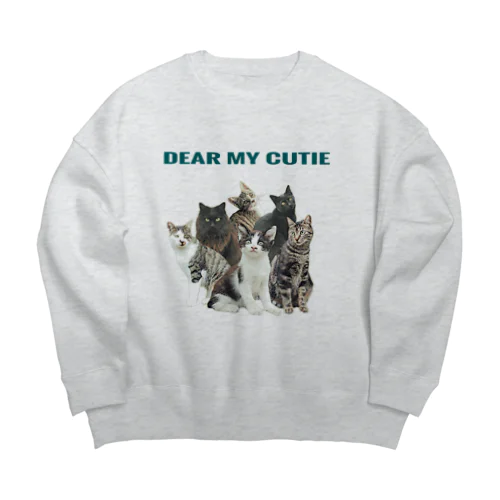 Dear my cutie CATS green Big Crew Neck Sweatshirt