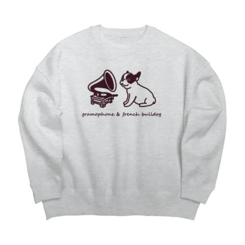 フレンチブルドッグと蓄音機 Big Crew Neck Sweatshirt