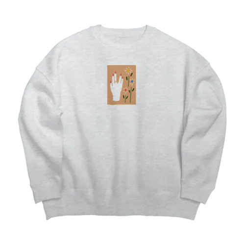 ひづめとお花(くすみ橙) Big Crew Neck Sweatshirt