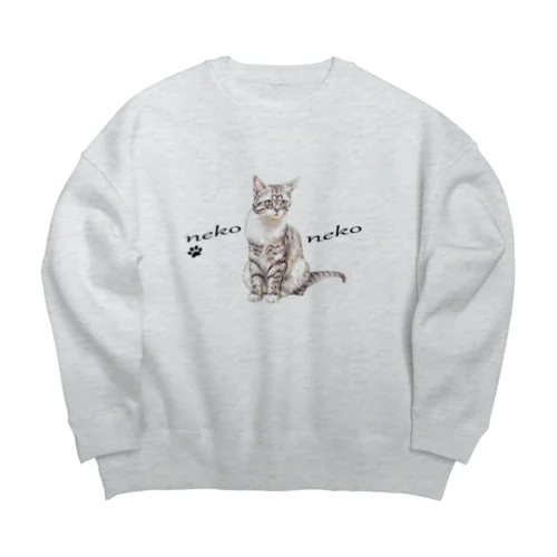 パステル💗ねこねこ　マーブルちゃん Big Crew Neck Sweatshirt