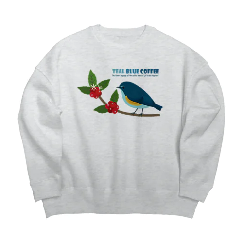 Teal Blue Bird Big Crew Neck Sweatshirt