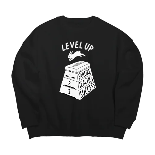 LEVEL UP FTS しろいロゴ Big Crew Neck Sweatshirt