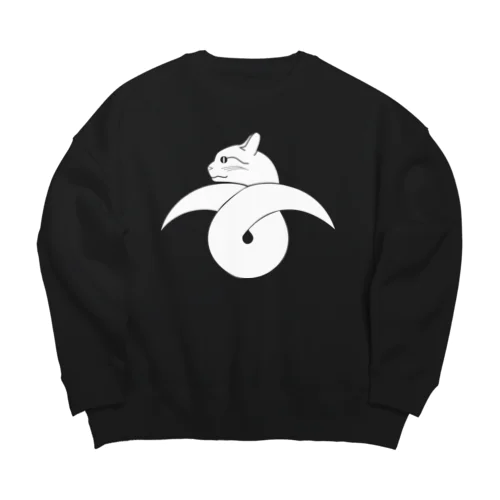 動物家紋。h.t.結び雁がネコ。ホワイト Big Crew Neck Sweatshirt