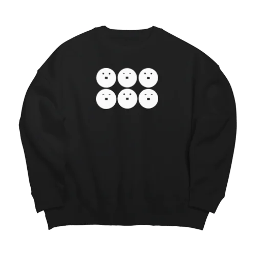 動物家紋。h.t.(真田六文銭ペンギン)　ホワイト Big Crew Neck Sweatshirt