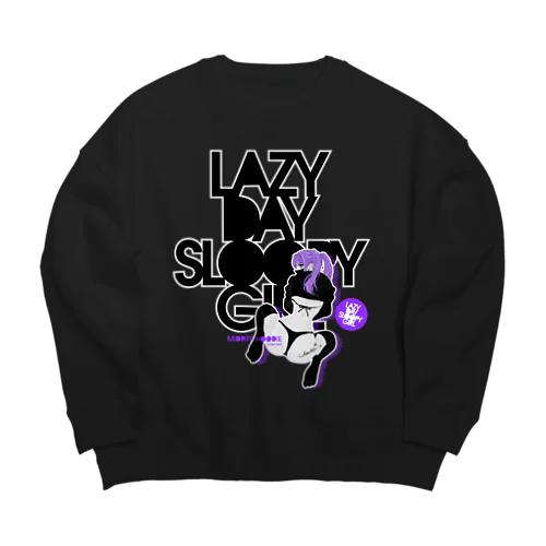 LAZY DAY SLOOPY GIRL 0574 ブラックフーディー女子 エロポップ ロゴ Big Crew Neck Sweatshirt