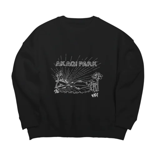 AKAGI★park01(白文字) Big Crew Neck Sweatshirt