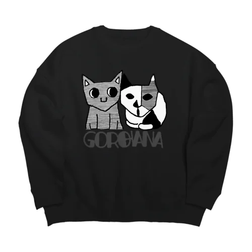 【猫】目覚めた猫の漫画『ごろとはな』-GOROHANA- Big Crew Neck Sweatshirt