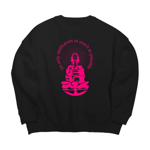 只管打坐h.t.(pink) Big Crew Neck Sweatshirt