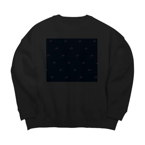 navy × little flower pattern Big Crew Neck Sweatshirt