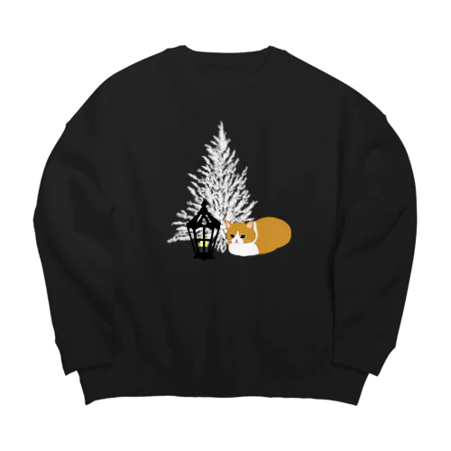 香箱座りねこ(ホワイトツリー) Big Crew Neck Sweatshirt