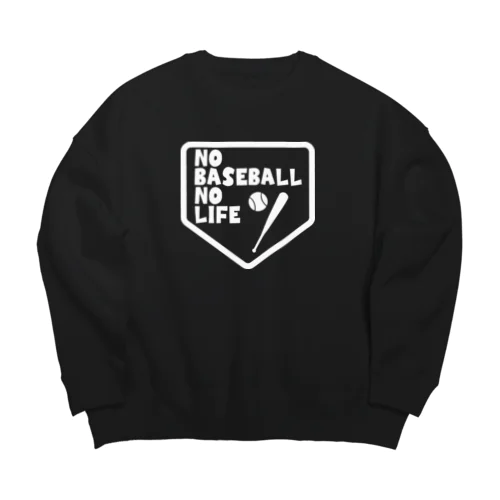 ノーベースボールノーライフ ホームベースデザイン ホワイト Big Crew Neck Sweatshirt