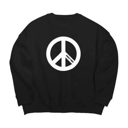 PRAY FOR PEACE ピースマーク ブラック Big Crew Neck Sweatshirt