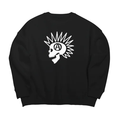 モヒカンスカル ホワイト Big Crew Neck Sweatshirt