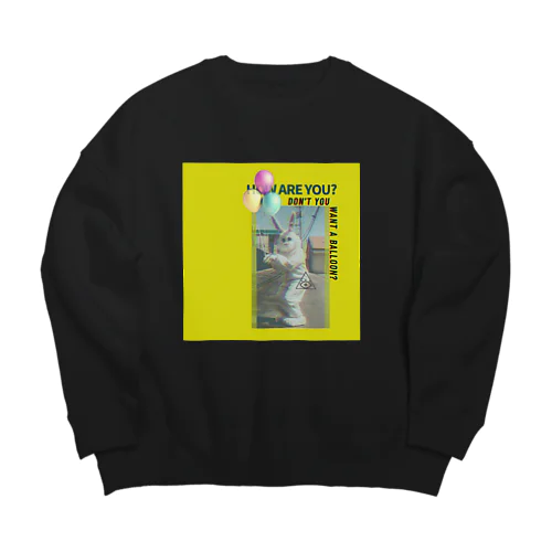 幻覚うさぎ(黄) Big Crew Neck Sweatshirt