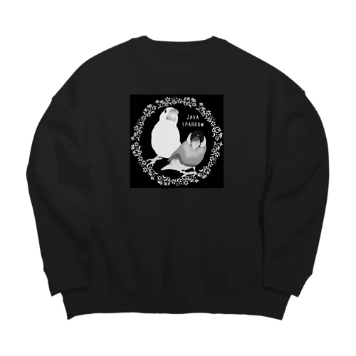 モノクロ文鳥さん Big Crew Neck Sweatshirt