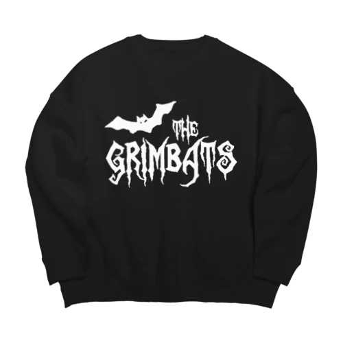 THE GRIMBATS logo-1 White Big Crew Neck Sweatshirt