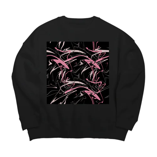 水色のシームレスなデザイン ブラックとピンク Big Crew Neck Sweatshirt