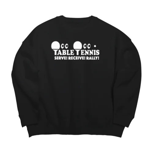 卓球・白・テーブルテニス・目玉・ピンポン・チームTシャツ・ダブルス・クラブTシャツ・かわいい・シンプル・かっこいい・アイテム・グッズ・デザイン・スポーツ・table tennis・ping pong Big Crew Neck Sweatshirt