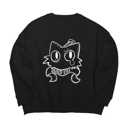 black cat Big Crew Neck Sweatshirt