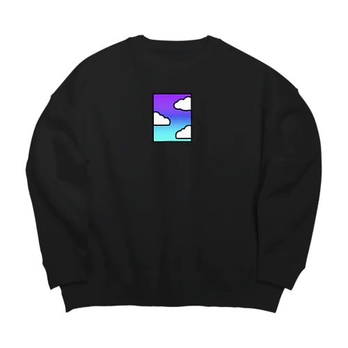 むらさきとあおいそらとしろいくも Big Crew Neck Sweatshirt