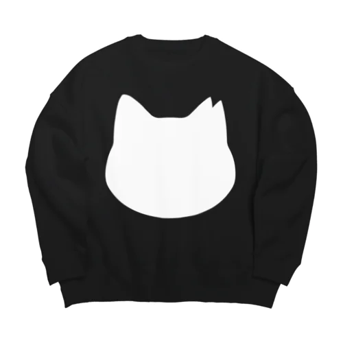 さくら猫シルエット/ホワイト Big Crew Neck Sweatshirt