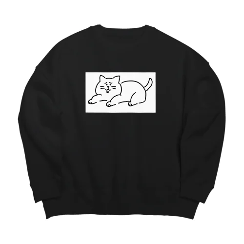 苦笑い猫（白） Big Crew Neck Sweatshirt