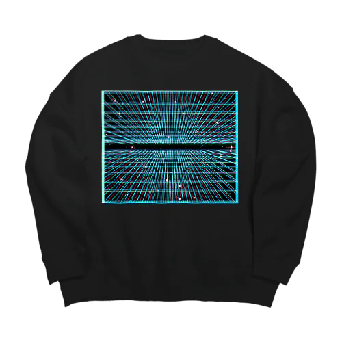 遠近グリッドのネオン宇宙 Big Crew Neck Sweatshirt