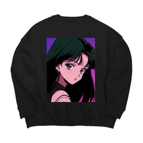 レトロアニメガール Big Crew Neck Sweatshirt