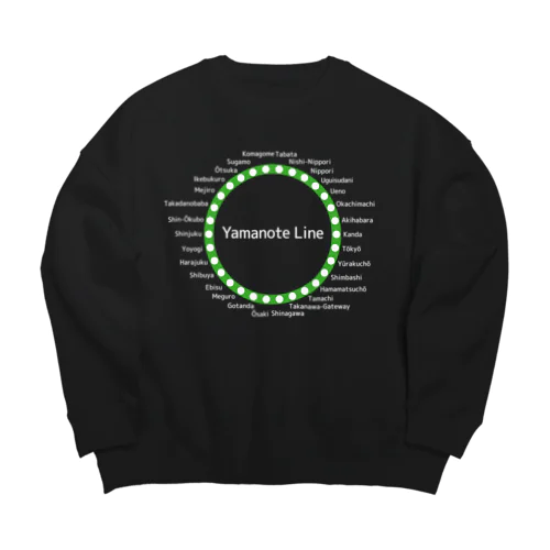 JR山手線路線図 英語バージョン 白ロゴ Big Crew Neck Sweatshirt