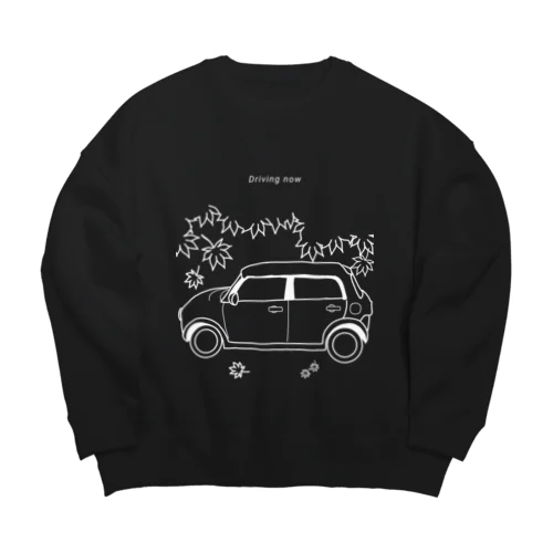 Driving Now(もみじ)白 Big Crew Neck Sweatshirt